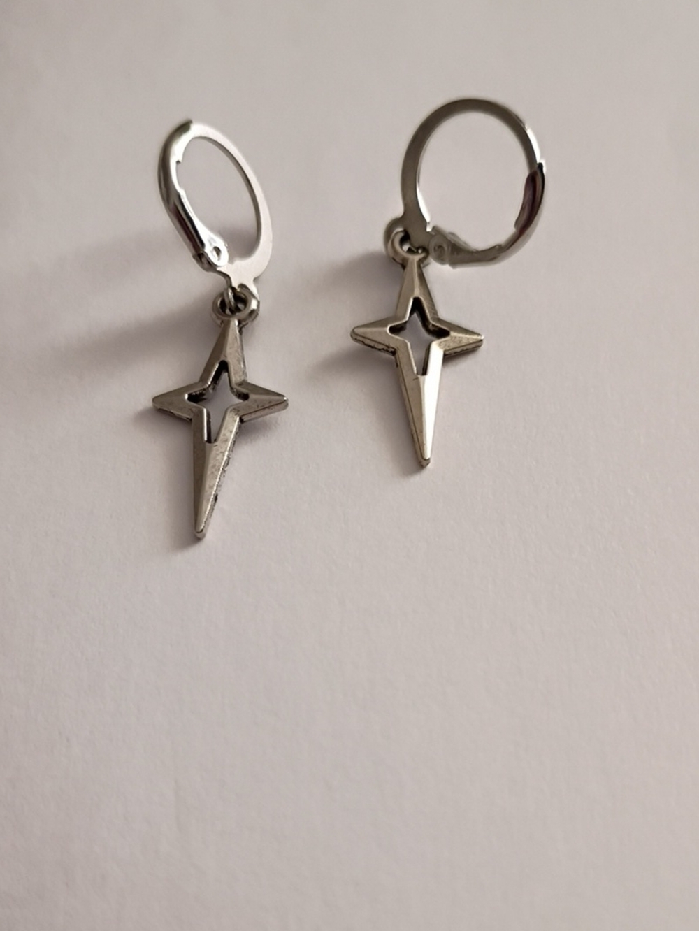 Silver Star Dangle Hoop Earrings - Mens Accessories